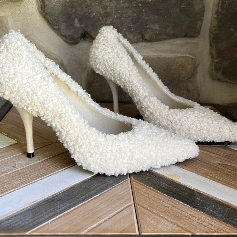 Jeffrey Campbell White Textured Heels